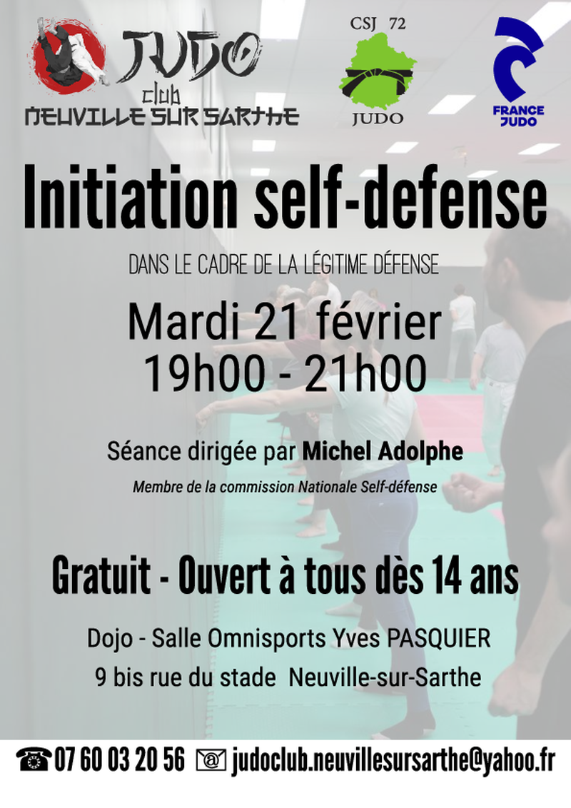 Initiation self-defense Mardi 21 février 19h00-21h00